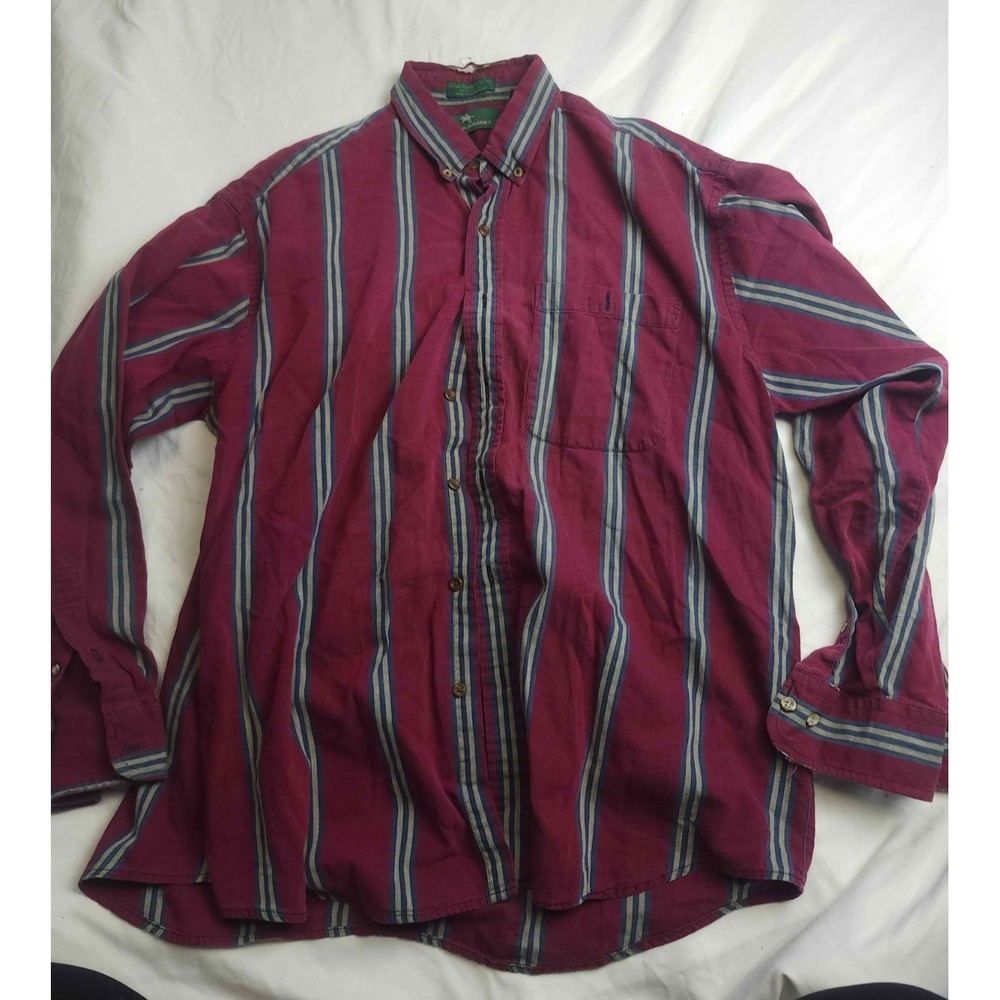 VTG 90s Steeplechase Button Down Shirt Mens Large Red Striped Retro Grandpacore‎